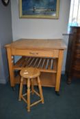 *Butchers Block Style Table (AF), and a Beech Stool