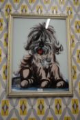 1960’s Reverse Glass Painting of a Terrier by Beccafichi