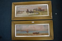 Pair of Dutch Ol on Canvas Shipping Scenes