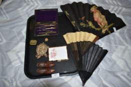 Small Collectibles Including Drawing Set, Fans, etc.