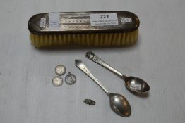 Hallmarked Sterling Silver Brush, Teaspoons, Coinage, etc.