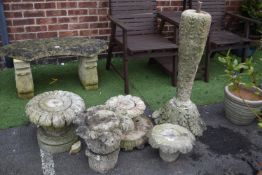 Assorted Concrete and Marble Plinths, Bases, and P