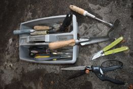 Tool Caddy Containing Garden Hand Tools