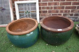 Two Terracotta Glazed Garden Planters