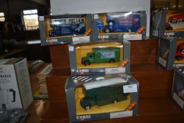 Four Corgi Classics Diecast Bedford Bantechnicon Vans