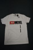 Diesel Denim Division White T-Shirt Size: L