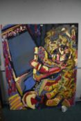 Large Acrylic on Canvas Entitled “Embrace” by Paul Ziemacki May 1988 167x137cm