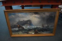 Victorian Pastel Study Entitled Scarborough by R.A. Ward (Reframed) 94x42cm