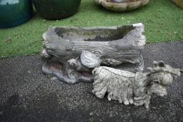 Concrete Garden Planter, and a Dog Ornament