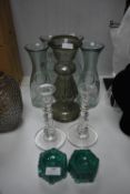 Glassware Including Carafes, Candlesticks, Vase, etc.