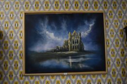 Oil on Canvas Atmospheric View of Whitby Abby by Dean Regan