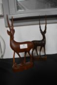 Two Carved Wooden Antelope