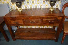 Solid Hardwood Three Drawer Console Table