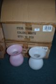 24 White and Pink Glass Vases