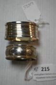 Two Hallmarked Sterling Silver Napkin Rings 23g total