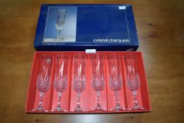 Set of Six Cristal d’Arques Longchamp Lead Crystal Champagne Flutes