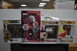 Four Pop and Marvel Figures