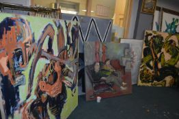 Five Assorted Canvases by Paul Ziemacki etc.