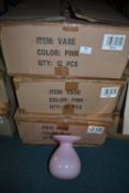 36 White and Pink Glass Vases