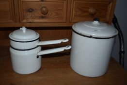 Vintage Enamel Crock and Double Boiler
