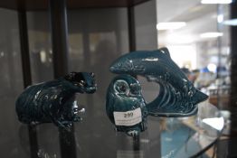 Poole Pottery Salmon, Badger, and Owl