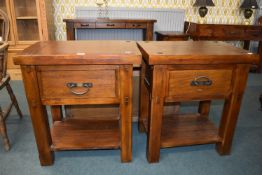 Pair of Solid Wood Single Drawer Side Tables
