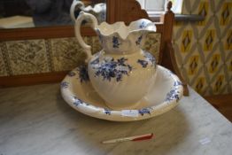 Wash Bowl & Jug with Blue Floral Design