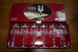 Set of Six RCR Opera Lead Crystal Water Goblets