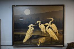 Large Oil on Canvas Study of Storks 160x130cm