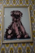 1960’s Reverse Glass Painting Boarder Terrier by Beccafichi