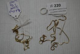Two 9ct Gold Scrap Chains ~3.5g total