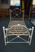 White Painted Metal Single Bed Frame