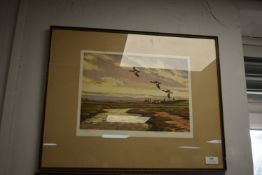 Signed Wildlife Etching of Wigeons by Winston Morgan