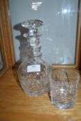 Cut Glass Lead Crystal Decanter and One Tumbler