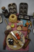 Vintage Kitchenware Including Bread Board, Cruet Set, etc.