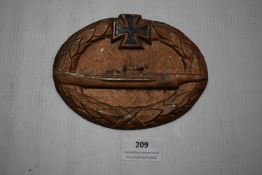 German U-Boat Style Cast Metal Plaque