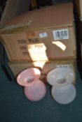 24 White and Pink Glass Vases