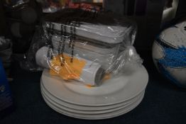 *Kitchen Organising Vacuum Food Storage Set (7pcs only), and Five Dinner Plates