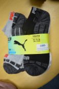 10 Pairs of Puma Youth’s Low Cut Drycell Socks Size: 2.5-5