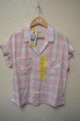 *Jachs Girlfriend Blush Plaid Short Sleeve Cotton Shirt Size: S