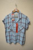 *Jachs Girlfriend Teal Plaid Short Sleeve Cotton Shirt Size: M