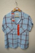 *Jachs Girlfriend Teal Plaid Short Sleeve Cotton Shirt Size: M