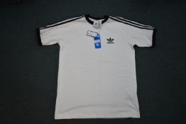 Adidas Three Stripe White T-Shirt Size: M