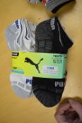 10 Pairs of Puma Youth’s Low Cut Drycell Socks Size: 2.5-5