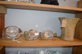 *Three Dimple Whisky Bottles and an Unglazed Vase