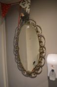 *Wrought Iron Framed Oval Mirror 45x75cm