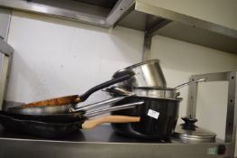 *Four Frying Pans, and Three Saucepans Including Pressure Cooker