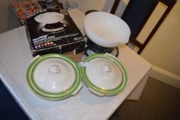 *Set of Salter Kitchen Scales and Two Covered Tureens