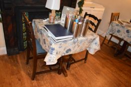 *Square Pedestal Table 70x70cm, and Two Oak Ladderback Chairs