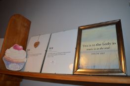 *Three Framed Tea Prints, and a Cupcake Sign
